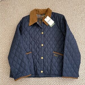 Barbour Liddesdale Navy and Brown Quilted Jacket